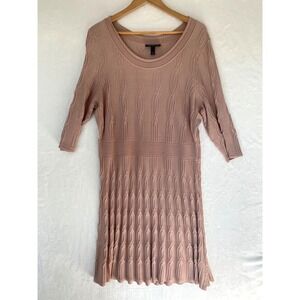Lane Bryant Womens Knit Dress 18 20 Beige Cable Knit Textured‎ Midi